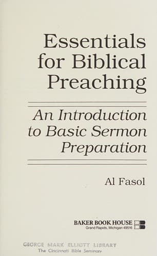 Cover image for Essentials for biblical preaching