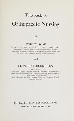 Cover image for Textbook of orthopaedic nursing