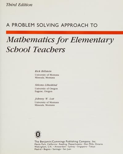 Cover image for A problem solving approach to mathematics for elementary school teachers