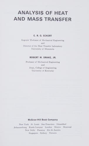 Cover image for Analysis of heat and mass transfer