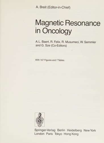 Cover image for Magnetic resonance in oncology