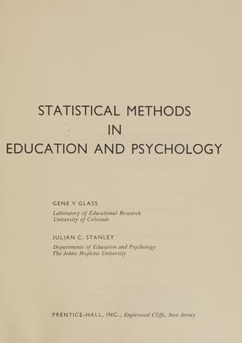 Cover image for Statistical methods in education and psychology