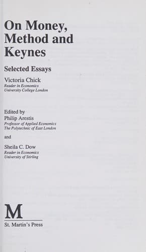 Cover image for On money, method, and Keynes