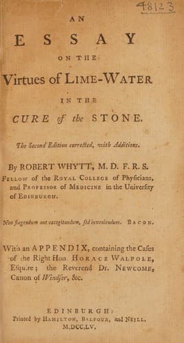 An essay on the virtues of lime-water in the cure of the stone