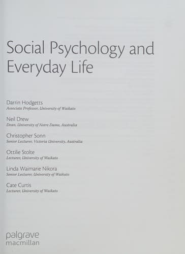 Cover image for Social psychology and everyday life