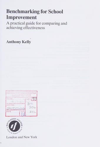 Cover image for Benchmarking for school improvement