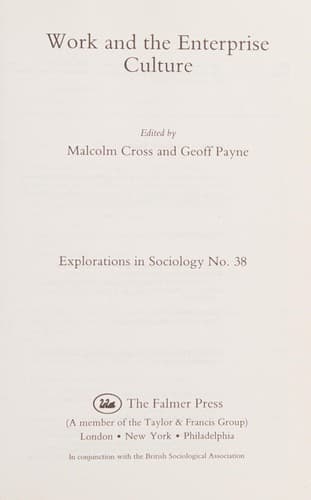 Cover image for Work and the enterprise culture
