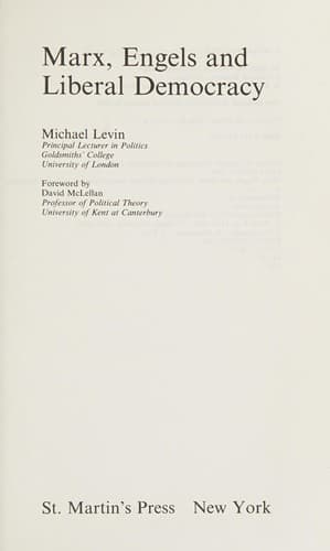 Cover image for Marx, Engels, and liberal democracy