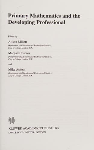 Cover image for Primary mathematics and the developing professional