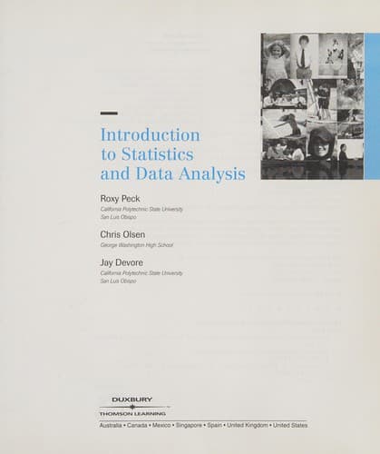 Cover image for Introduction to statistics and data analysis