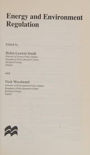 Cover image for Energy and environment regulation