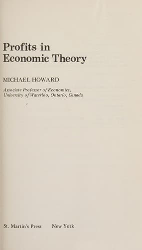 Cover image for Profits in economic theory