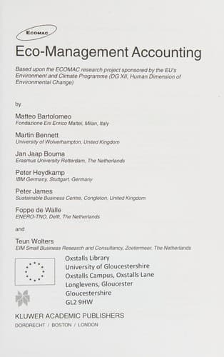 Cover image for Eco-management accounting