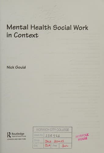 Cover image for Mental Health Social Work in Context