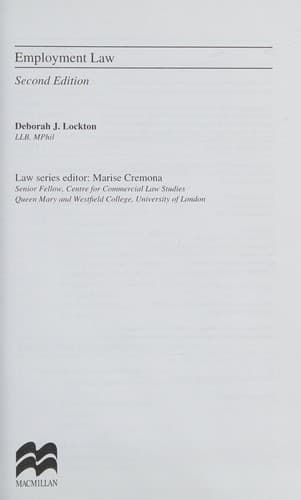 Cover image for Employment Law (Palgrave Law Masters)