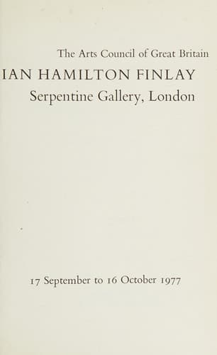 Cover image for Ian Hamilton Finlay