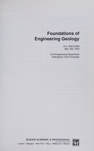 Cover image for Foundations of engineering geology