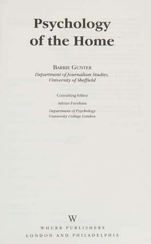Cover image for Psychology of the home