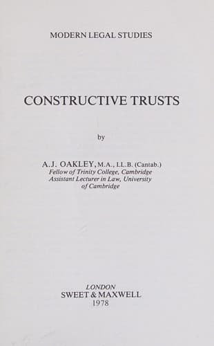 Cover image for Constructive trusts