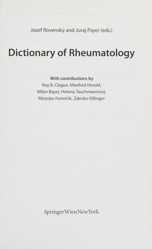 Cover image for Dictionary of rheumatology