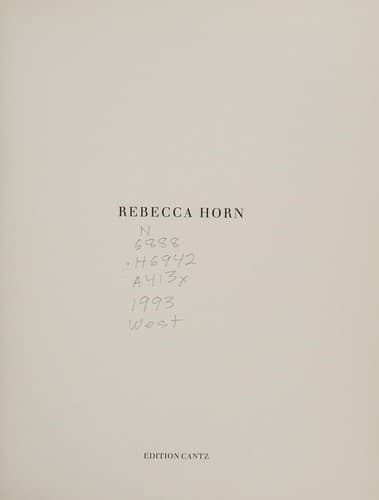 Cover image for Rebecca Horn