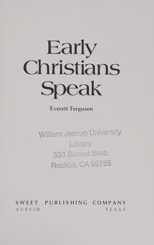 Cover image for Early Christians speak.