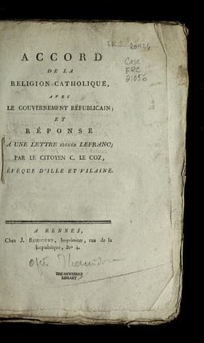 Accord de la religion catholique, avec le gouvernement re publicain