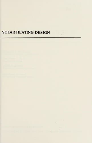 Cover image for Solar heating design, by the f-chart method