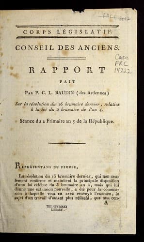 Rapport fait par P.C.L. Baudin (des Ardennes) sur la re solution du 16 brumaire dernier, relative a   la loi du 3 brumaire de l'an 4