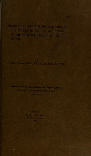 Surgery in London at the beginning of the nineteenth century