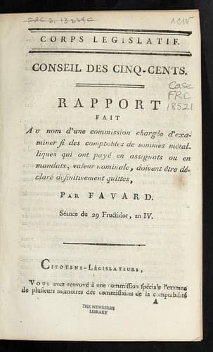 Rapport fait au nom d'une commission charge e d'examiner si des comptables de sommes me talliques qui ont paye  en assignats ou en mandats, valeur nominale, doivent e tre de clare  de finitivement quittes