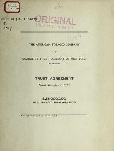 The American Tobacco Company and Guaranty Trust Company of New York as trustee