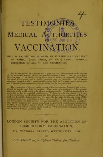 Testimonies of medical authorities on vaccination