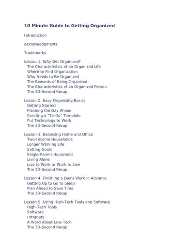Cover image for 10 minute guide getting organized