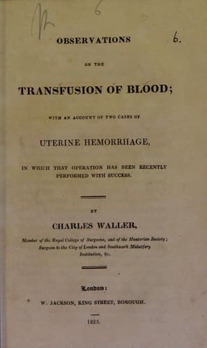 Observations on the transfusion of blood