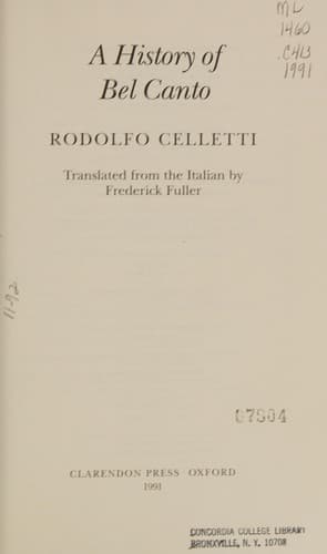 Cover image for A history of bel canto