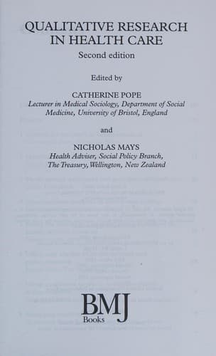 Cover image for Qualitative research in health care