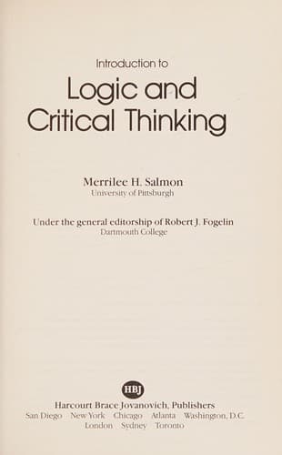 Cover image for Introduction to logic and critical thinking