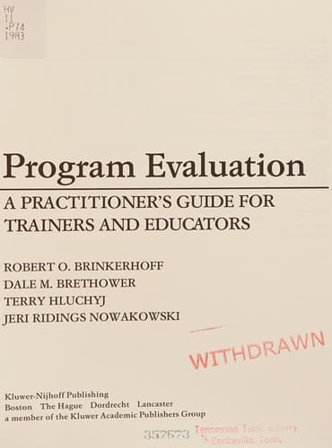 Cover image for Program evaluation