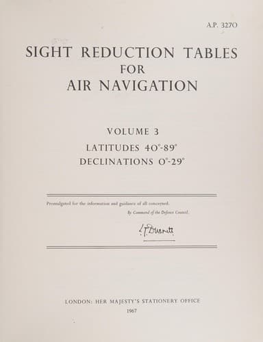 Sight Reduction Tables for Air Navigation
