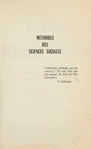 Cover image for Méthodes des sciences sociales