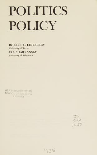 Cover image for Urban politics and public policy