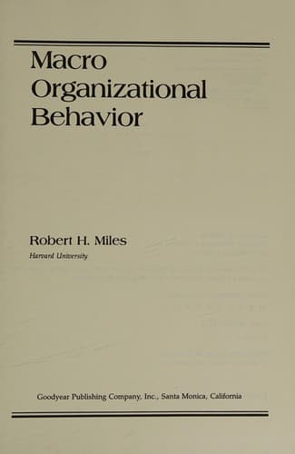 Cover image for Macro organizational behavior