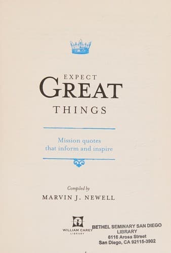 Expect great things