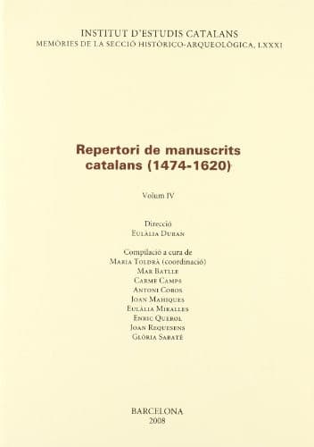 Cover image for Repertori de manuscrits catalans . Vol IV