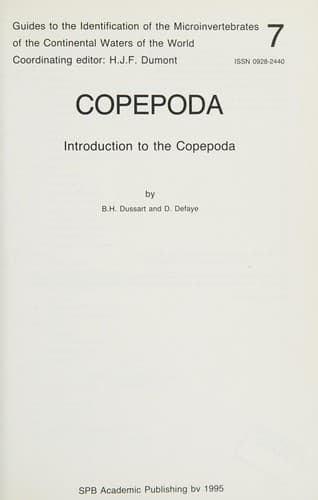 Introduction to Copepoda (Guides to the Identification of Microinvertebrates of the Continental Waters of the World Series, Vol 7)