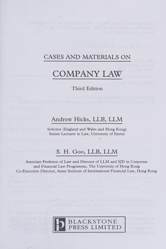 Cover image for Cases and materials on company law
