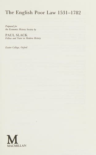 Cover image for The English poor law, 1531-1782