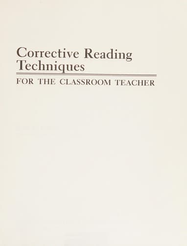 Cover image for Corrective reading techniques
