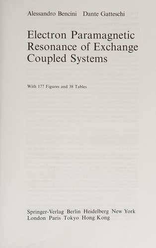 Cover image for Electron paramagnetic resonance of exchange coupled systems